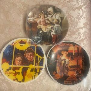 Set of 3 Norman Rockwell limited edition decorative plates